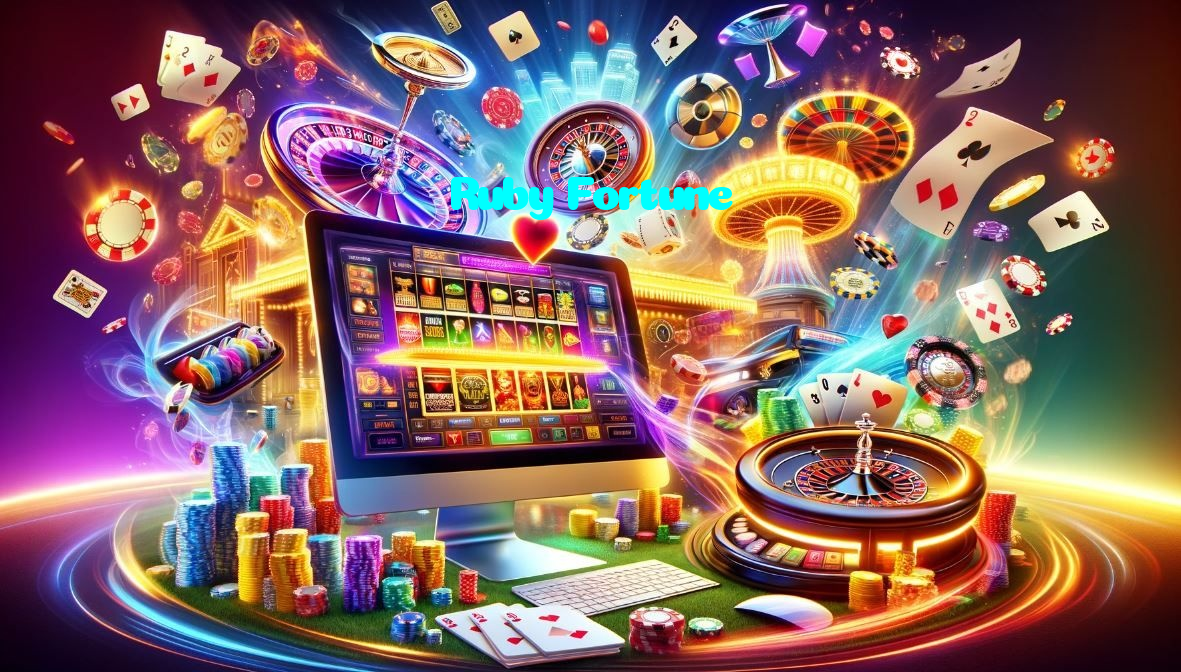 Ruby Fortune casino presented on mobile device in Pakistan with slots and live games